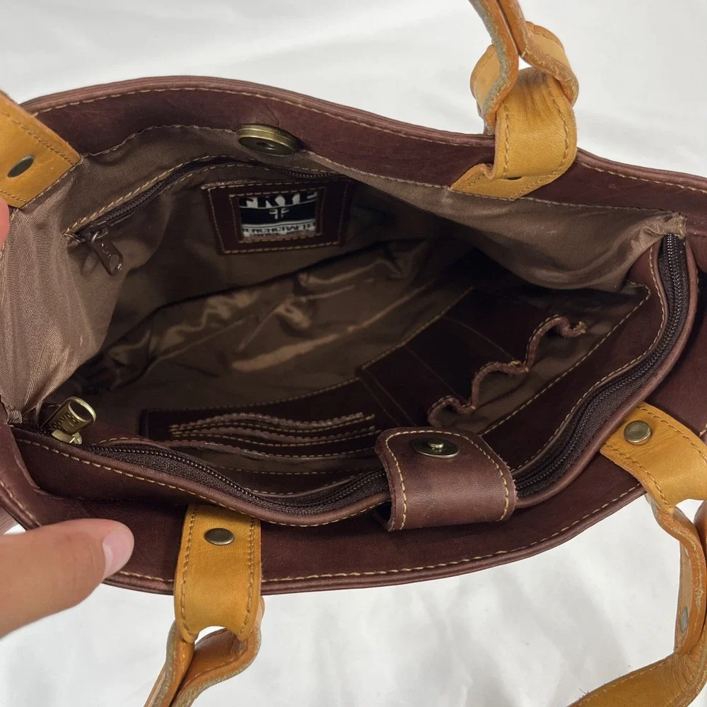VINTAGE Frye Cognac Brown Leather Hobo Medium‎ Tote Bag